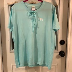 NWT Pink women’s lace up shirt